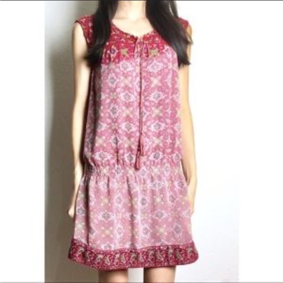 EUC MNG Mango Womens size 6 Drop Waist‎ Sleeveless Beaded Dress - Picture 1 of 8